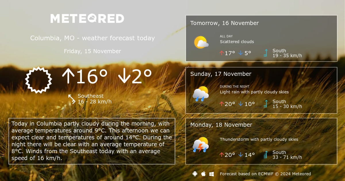 Weather Columbia, MO 14 days Meteored